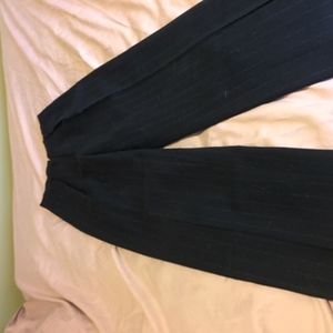 Wool navy pin-stripped cuffed trousers